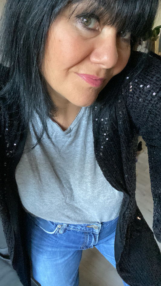 Kimono noir à paillettes