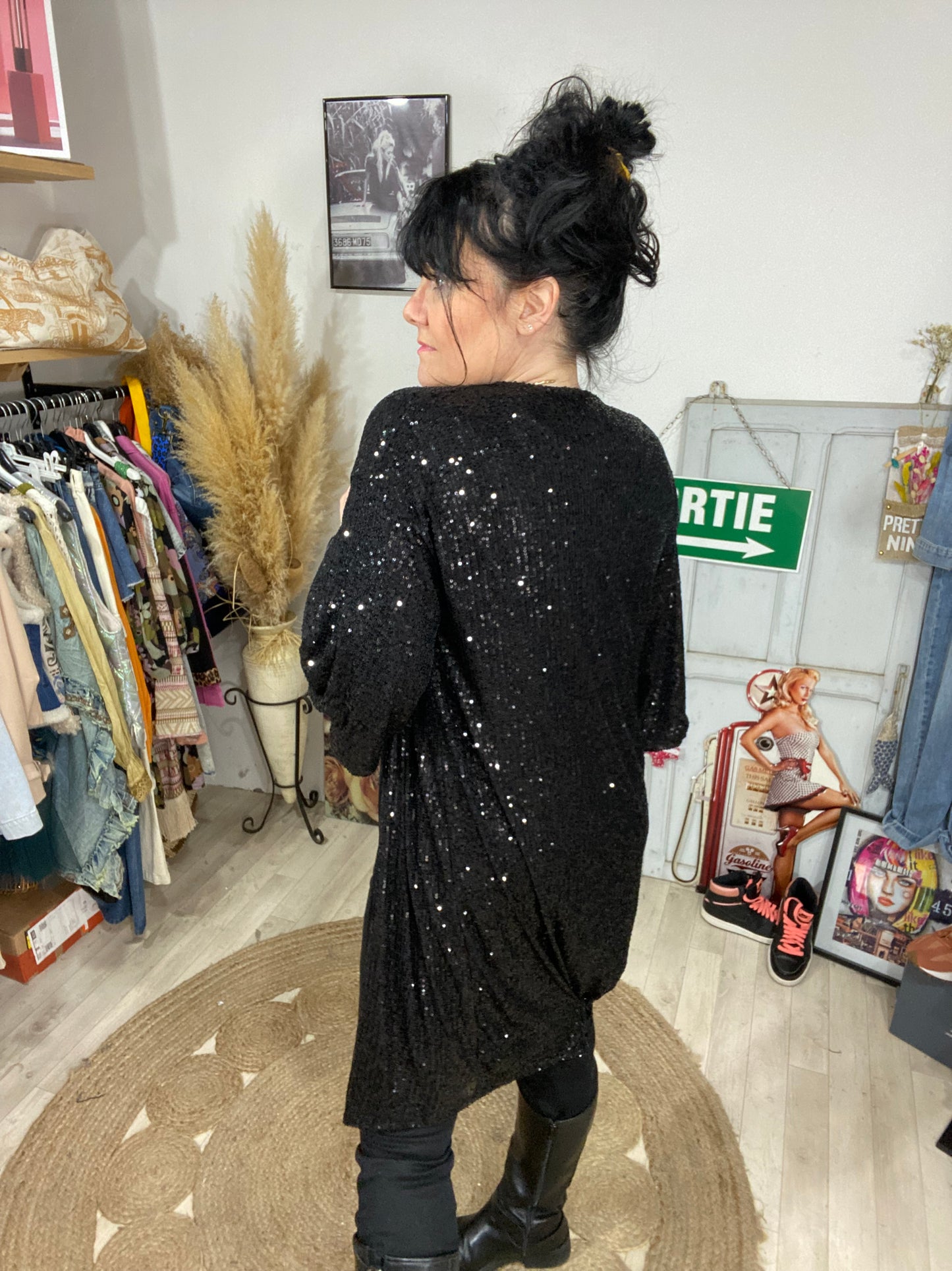 Kimono noir à paillettes