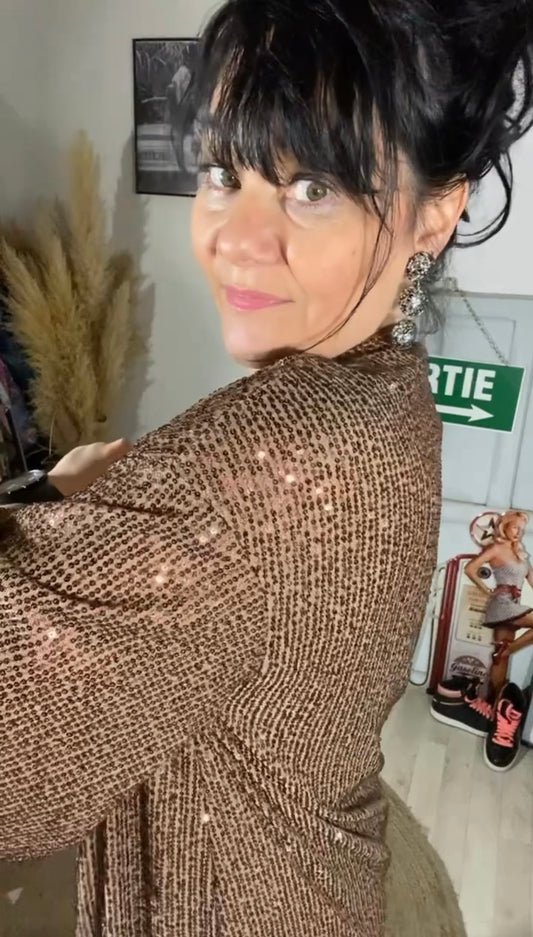 Kimono chocolat à paillettes